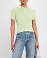 cashmere short-sleeve shrunken polo sweater