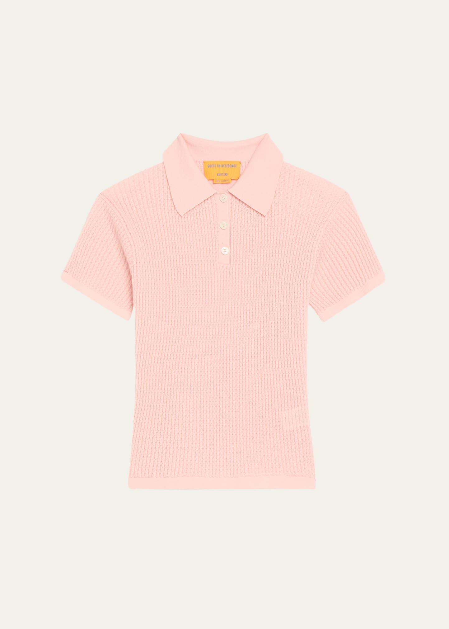 cashmere short-sleeve shrunken polo sweater