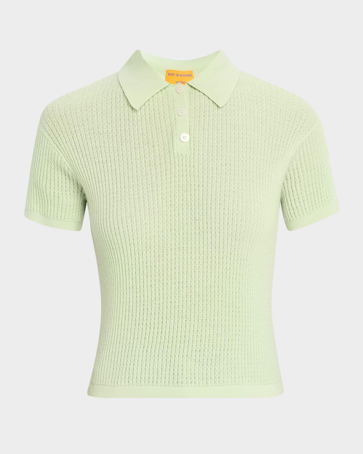 cashmere short-sleeve shrunken polo sweater