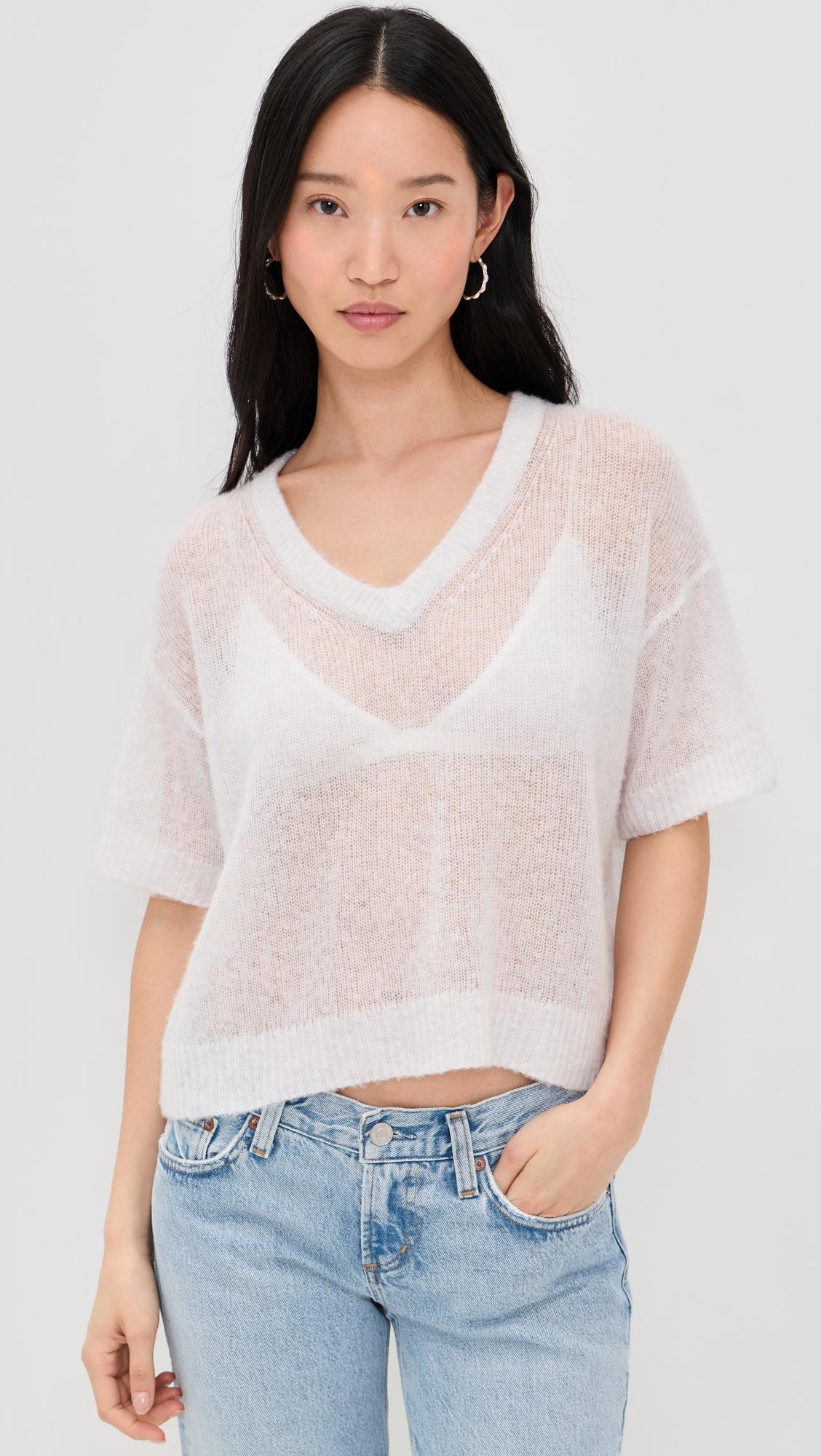 cashmere short sleeve v neck tee