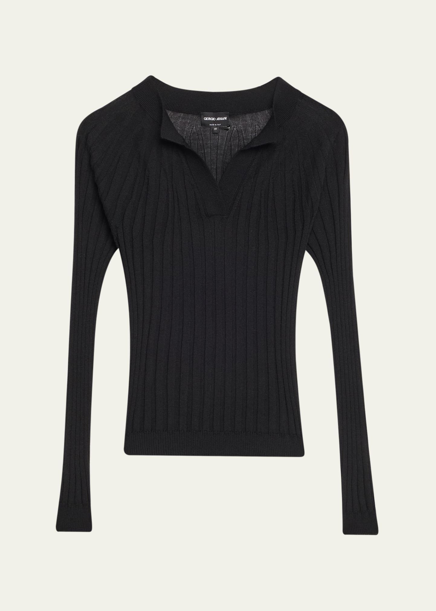 cashmere-silk rib knit sweater