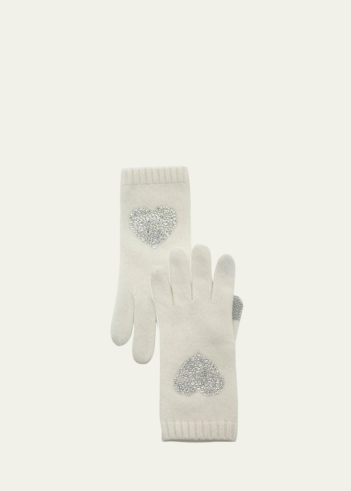 cashmere tech gloves with swarovski heart
