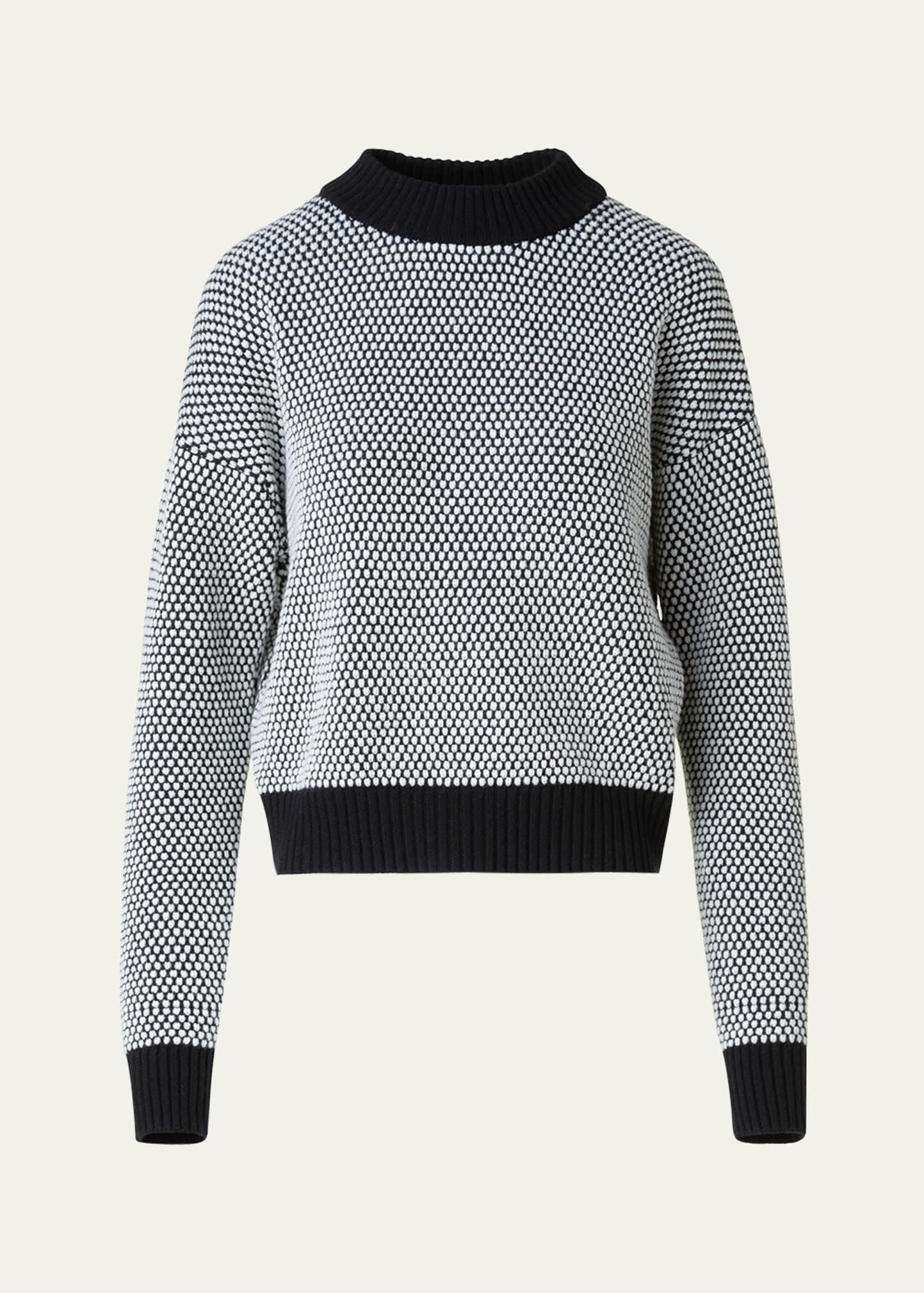 cashmere-wool 3d dot knit crewneck sweater