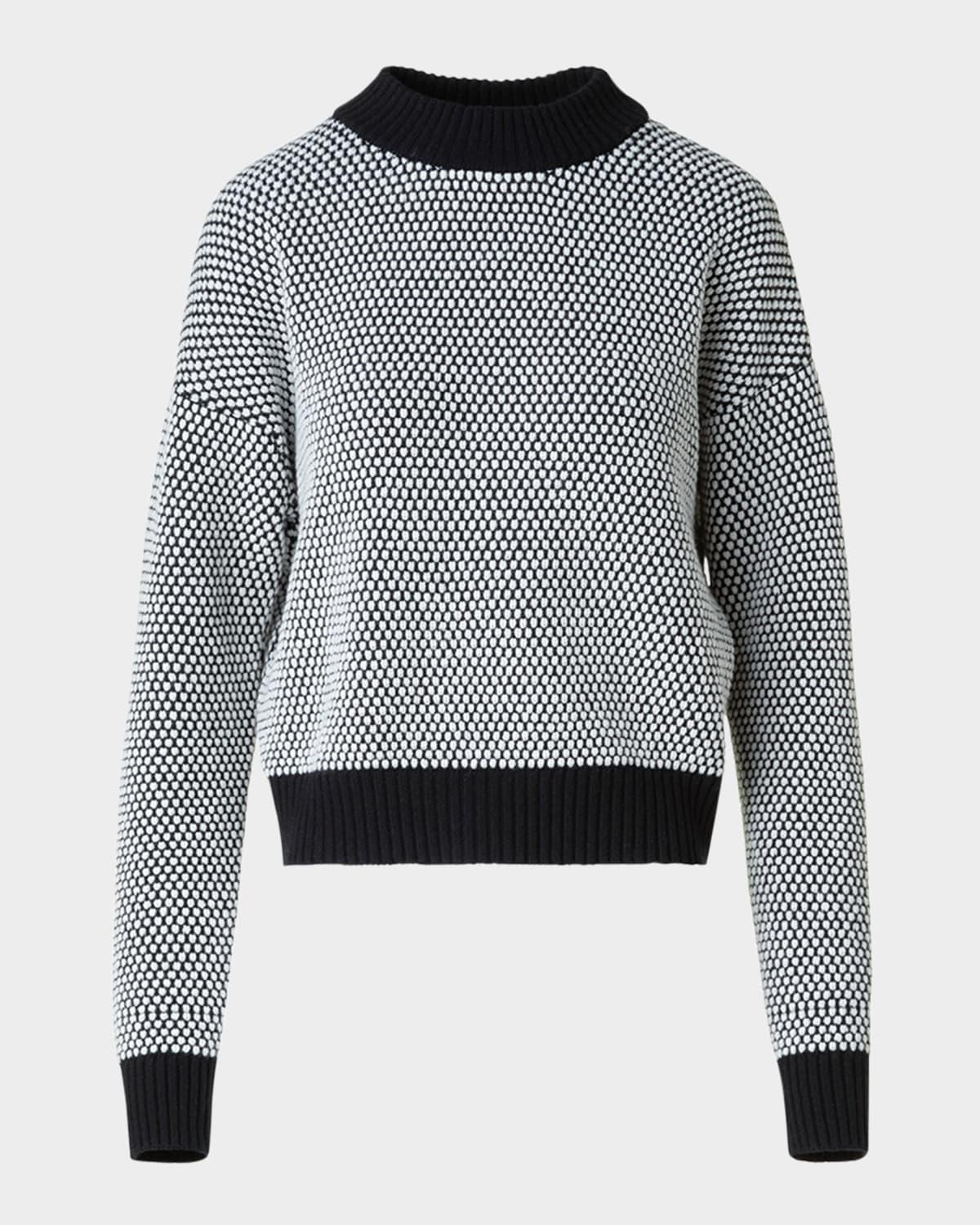 cashmere-wool 3d dot knit crewneck sweater