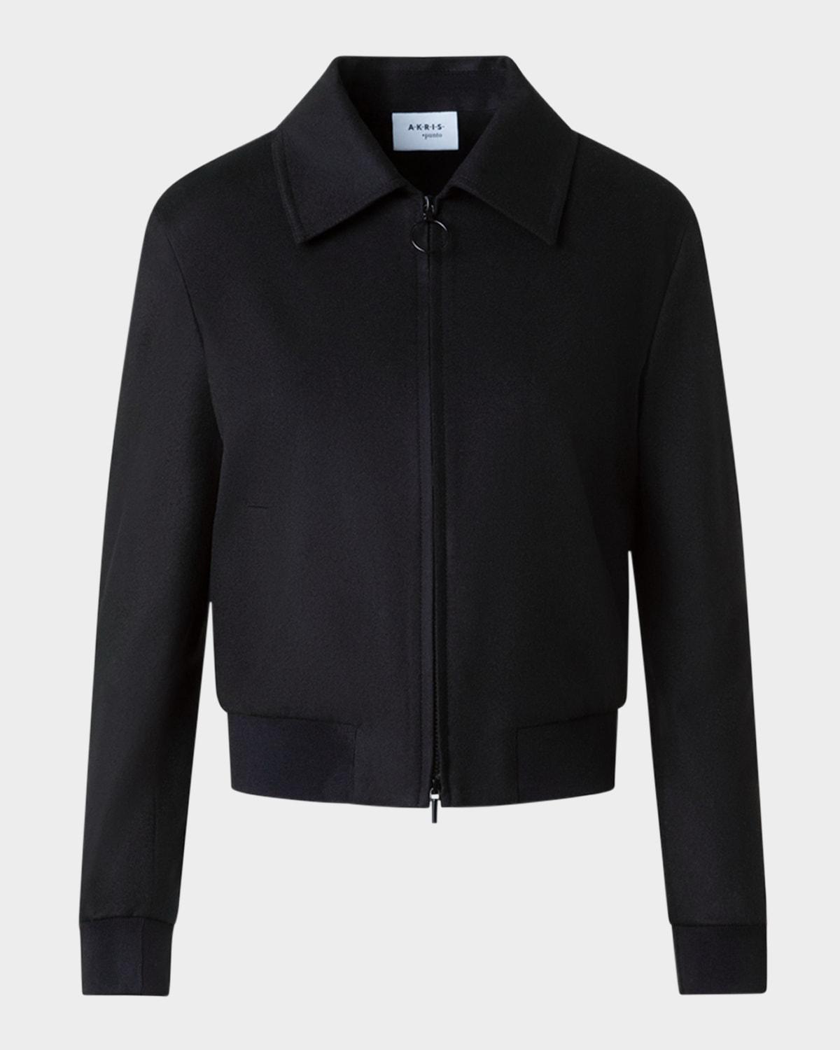 cashmere-wool crop bomber jacket