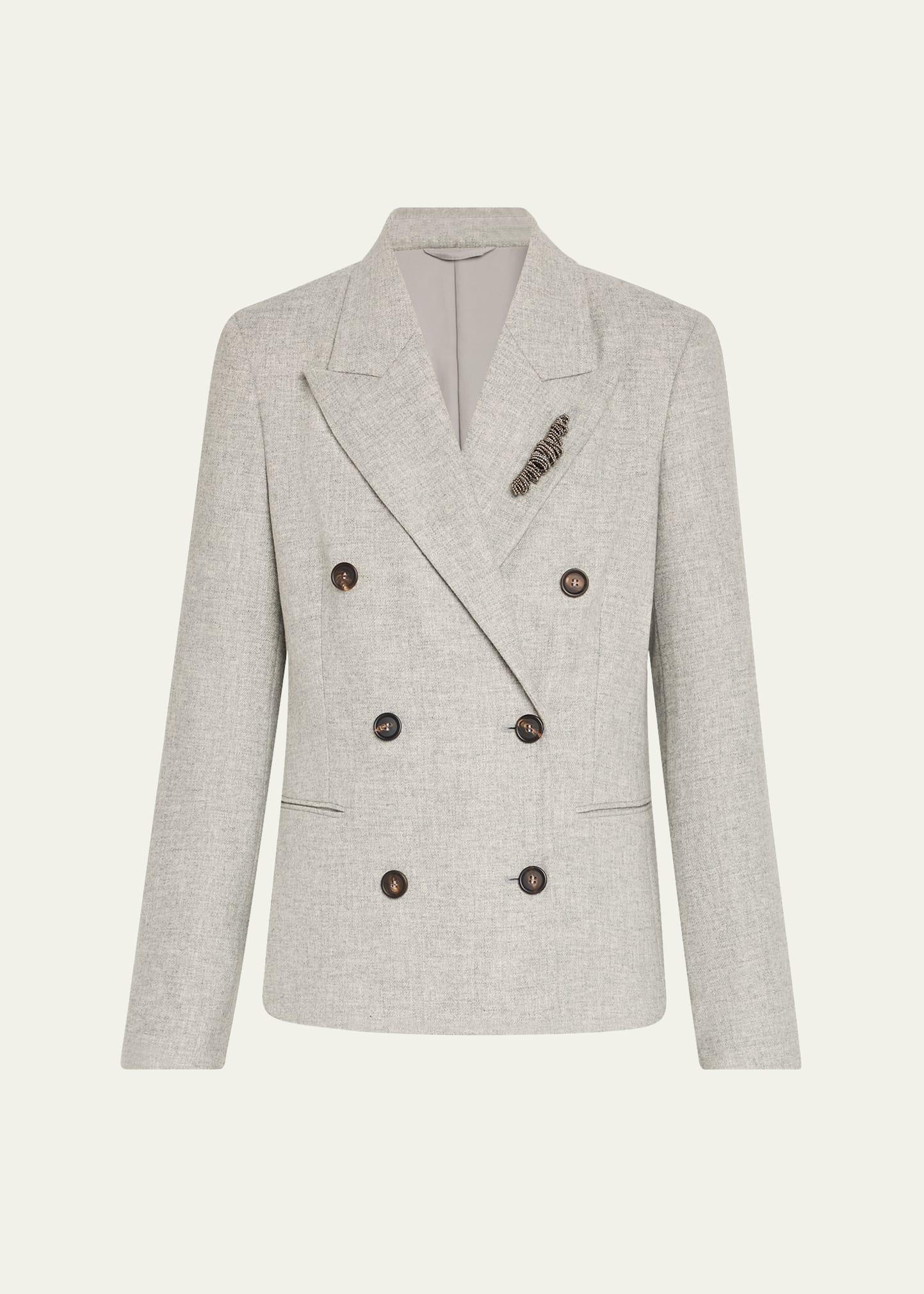 cashmere-wool flannel double-breasted blazer