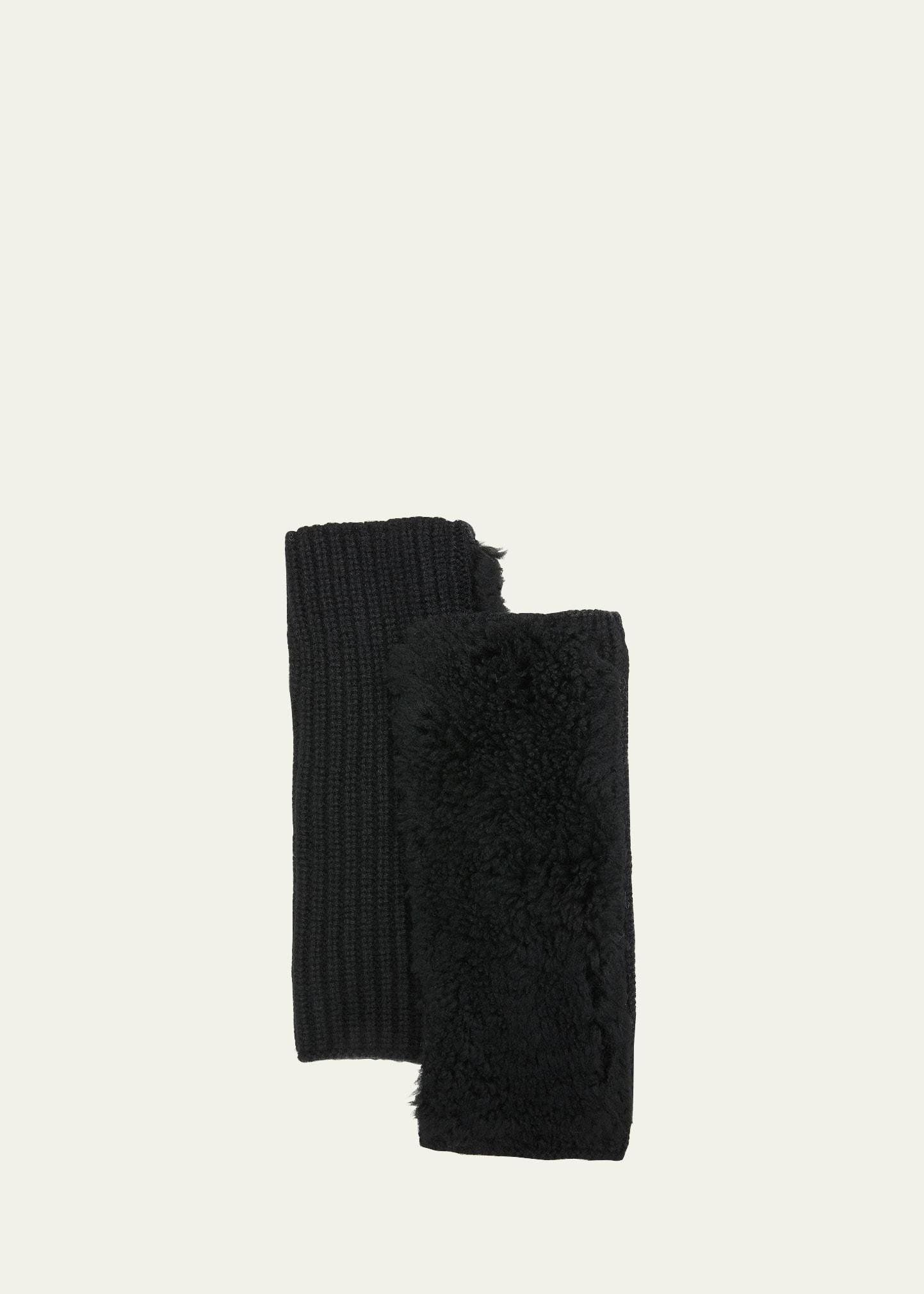 cashmere wool knit fingerless gloves