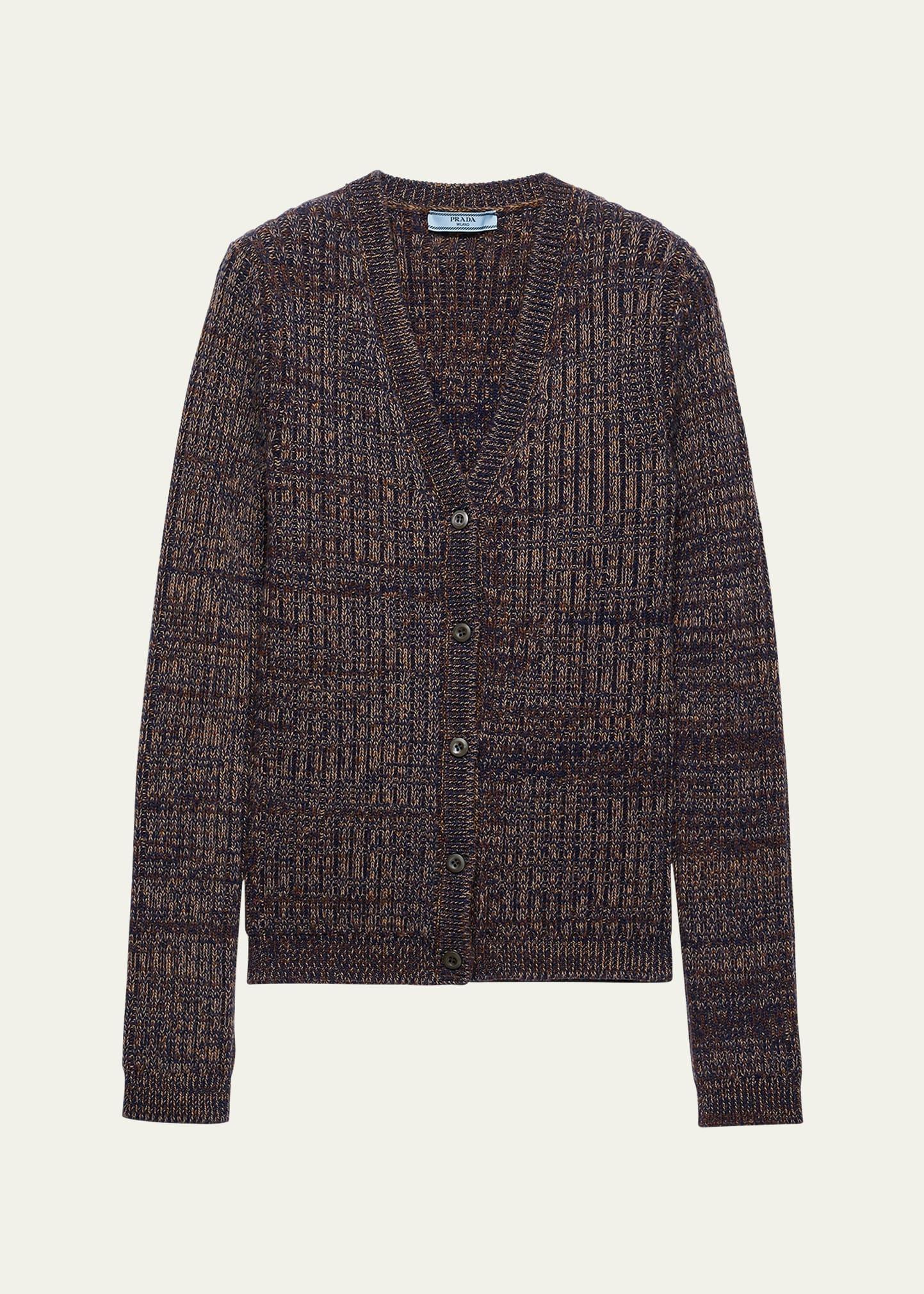 cashmere-wool mouline v-neck cardigan