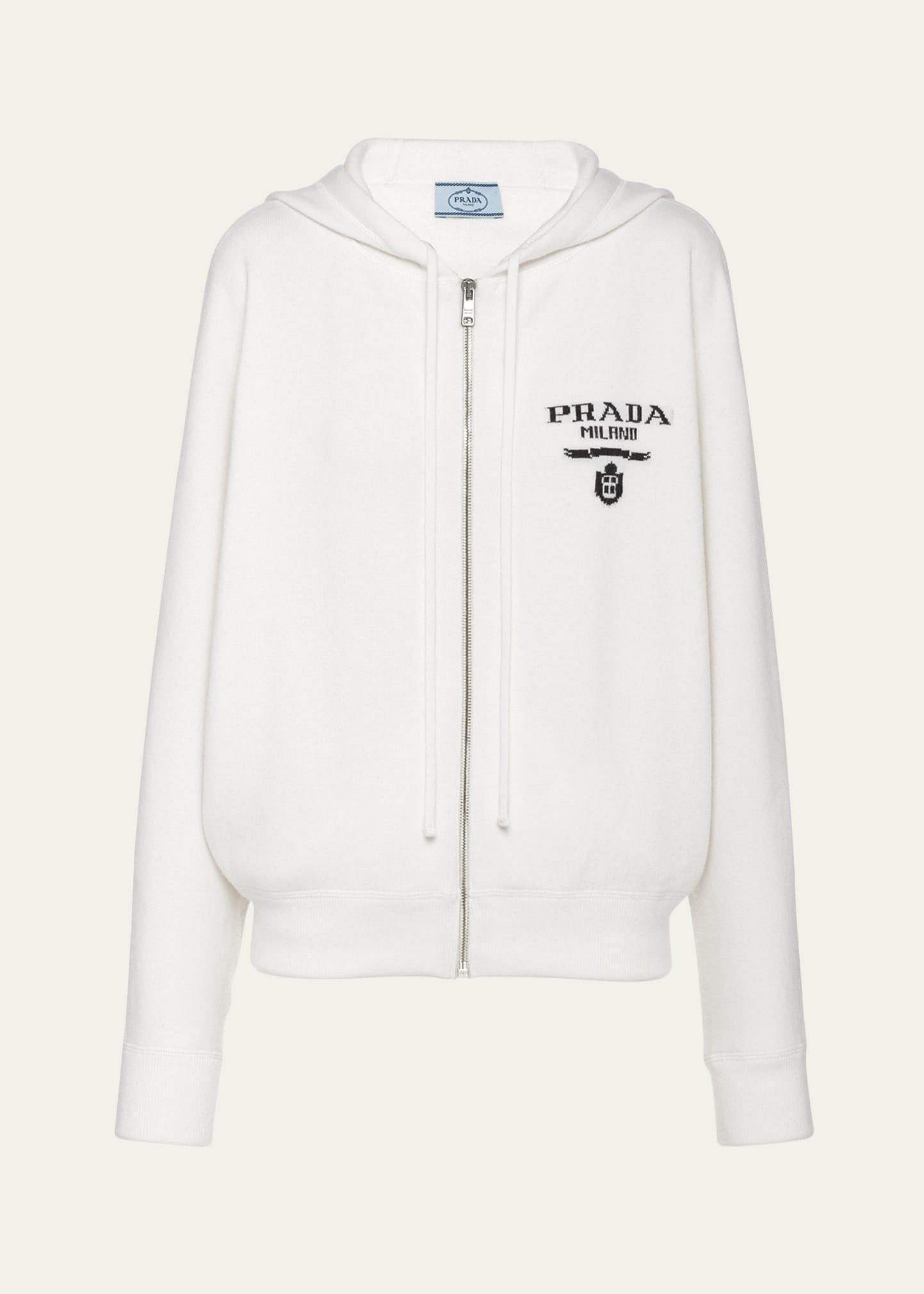 cashmere zip-up sweatshirt with logo detail