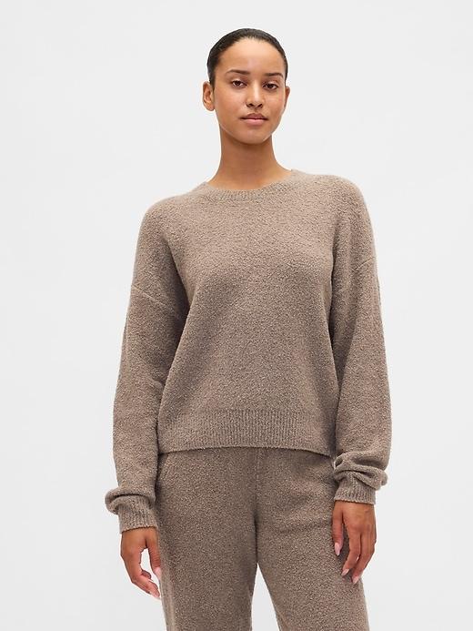 cashsoft boucle relaxed crewneck top