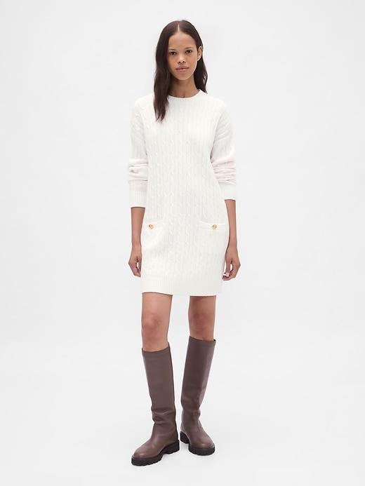 cashsoft cable-knit mini sweater dress