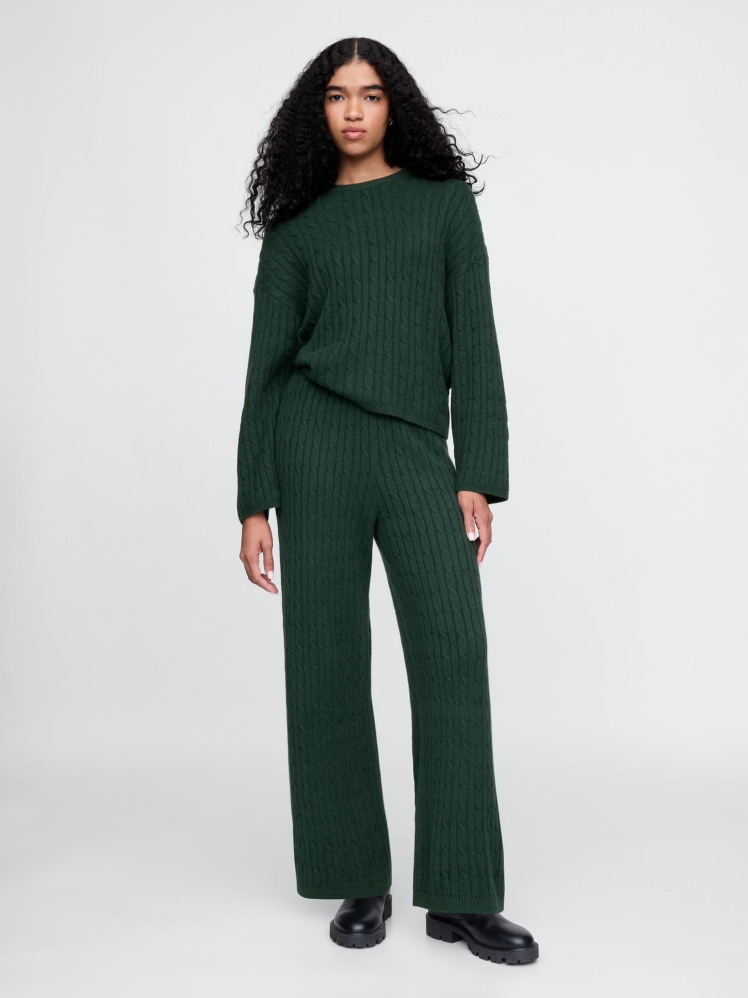 cashsoft cable-knit sweater pants