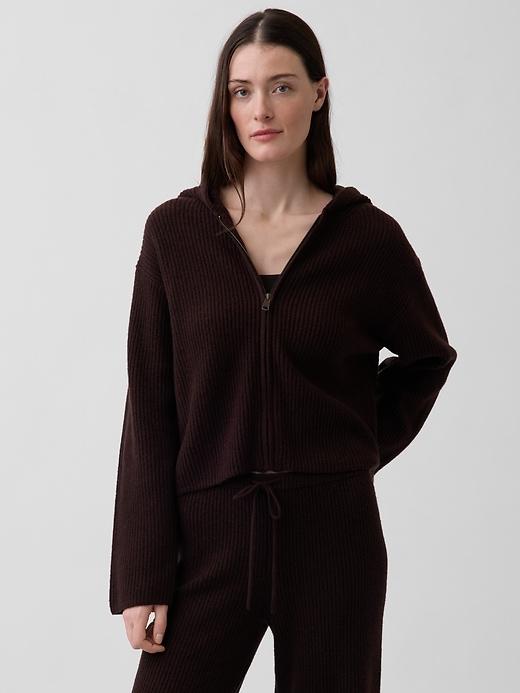 cashsoft oversized shaker-stitch zip hoodie