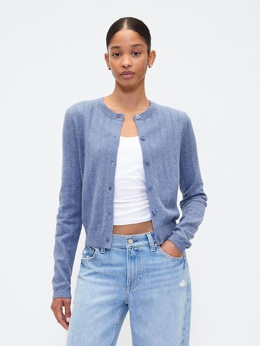 cashsoft pointelle cardigan