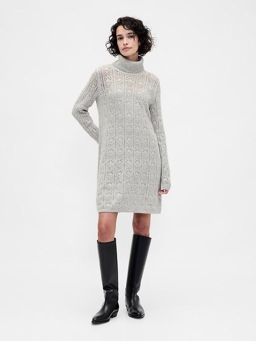 cashsoft pointelle turtleneck sweater dress