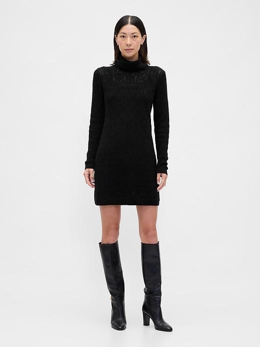 cashsoft pointelle turtleneck sweater dress
