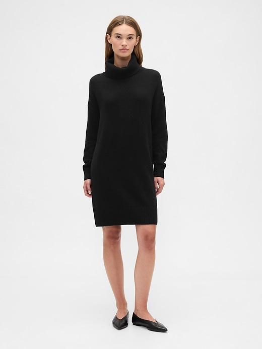 cashsoft relaxed turtleneck sweater mini dress