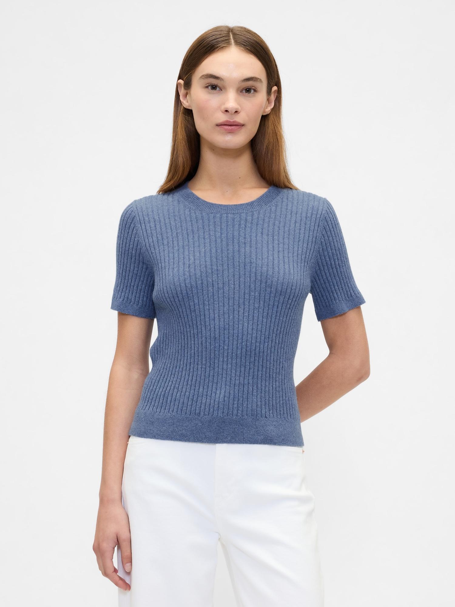 cashsoft ribbed crewneck t-shirt