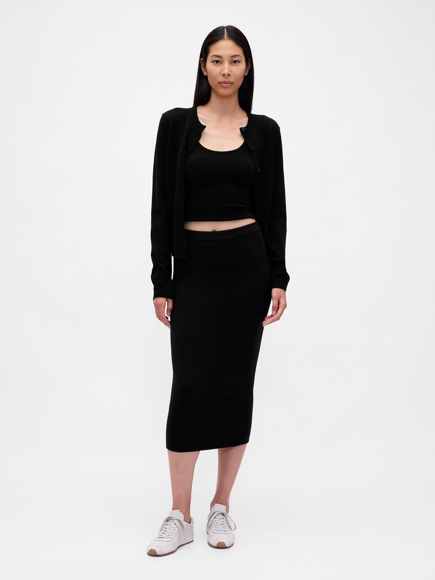 cashsoft stretch midi skirt