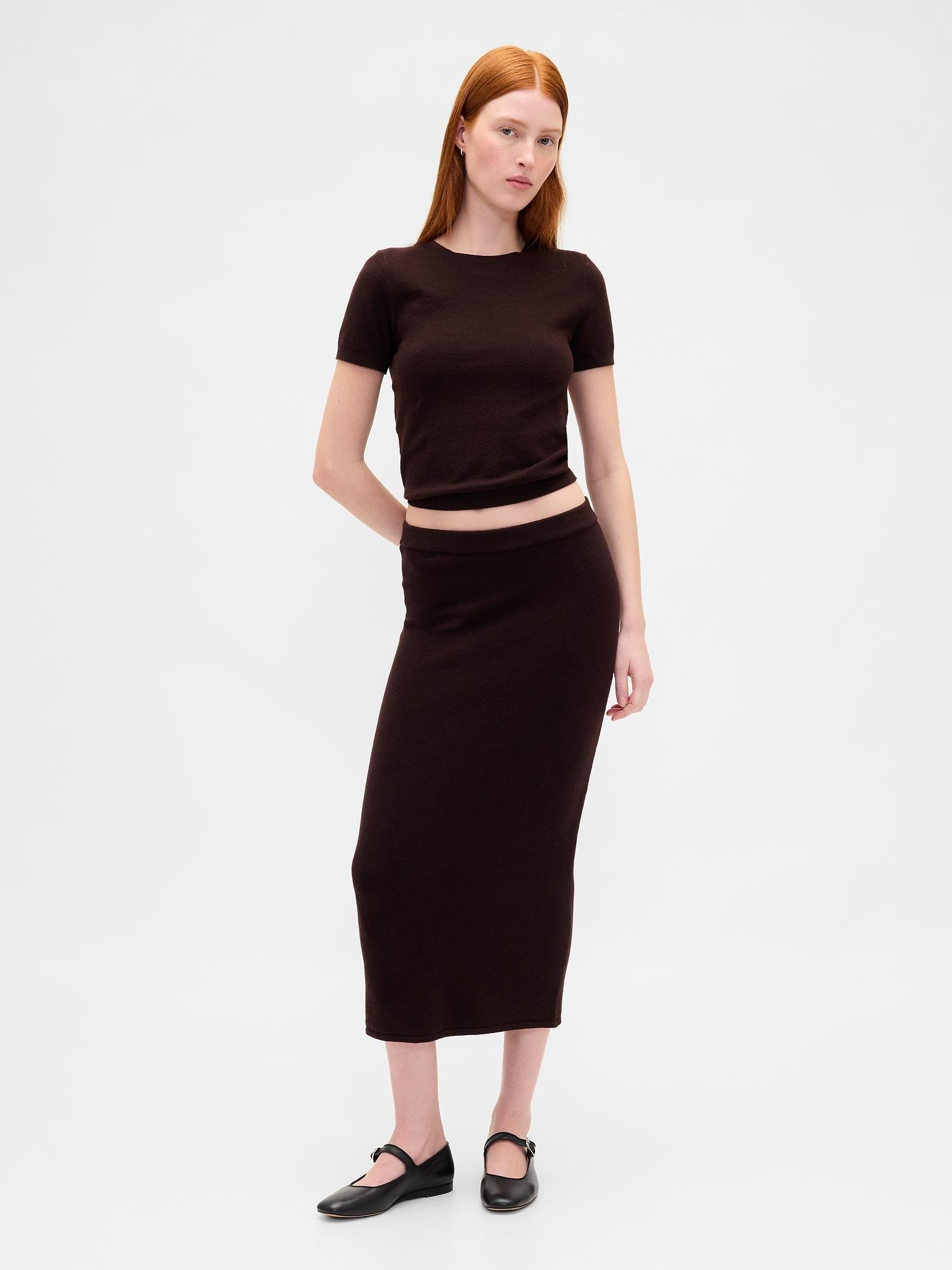 cashsoft stretch midi skirt