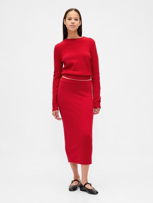 cashsoft stretch midi skirt