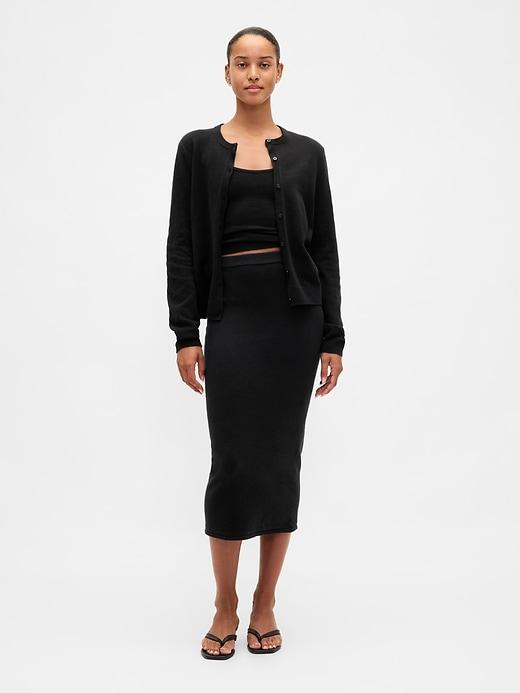 cashsoft stretch midi skirt