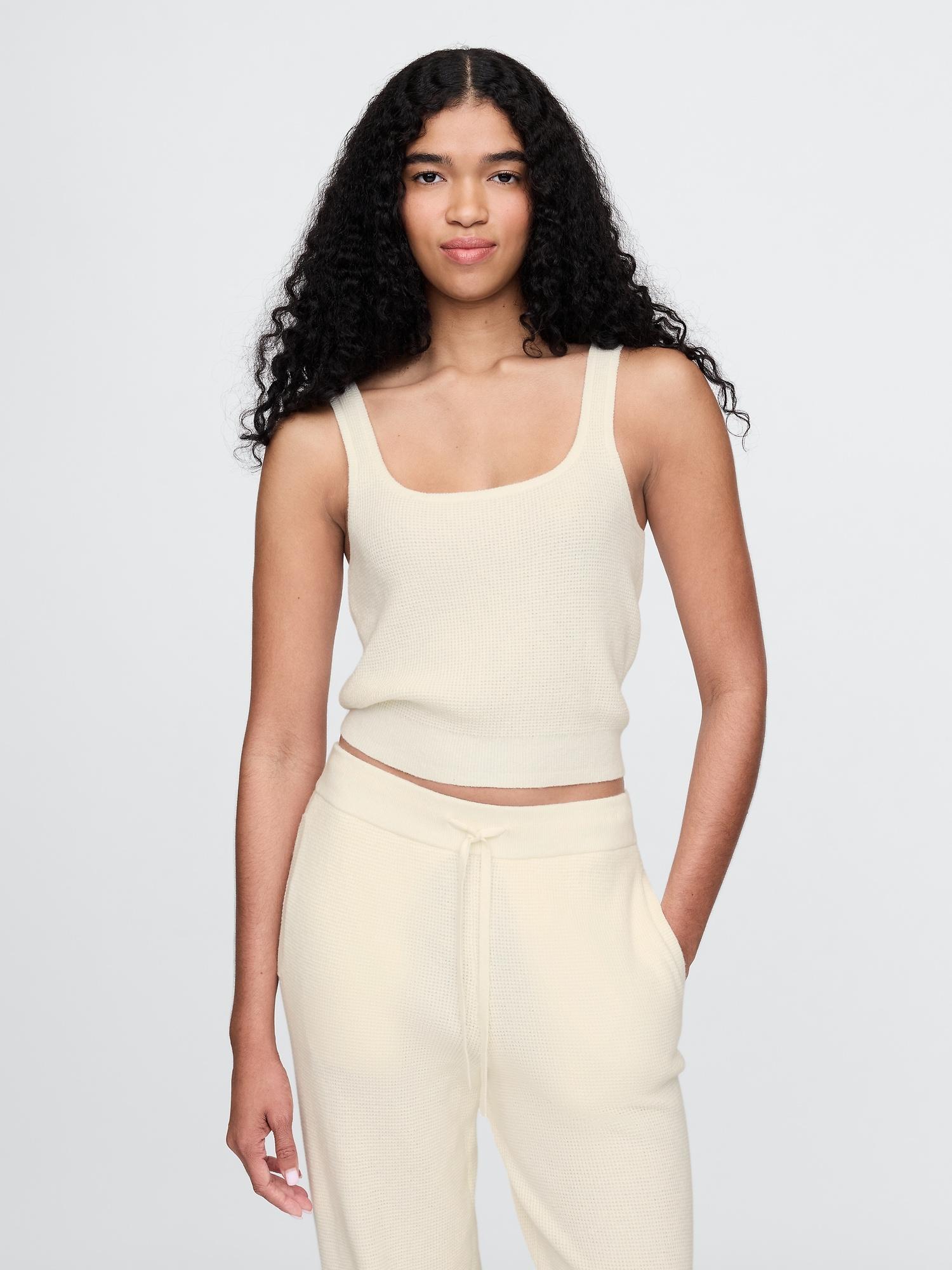 cashsoft waffle crop pj tank top