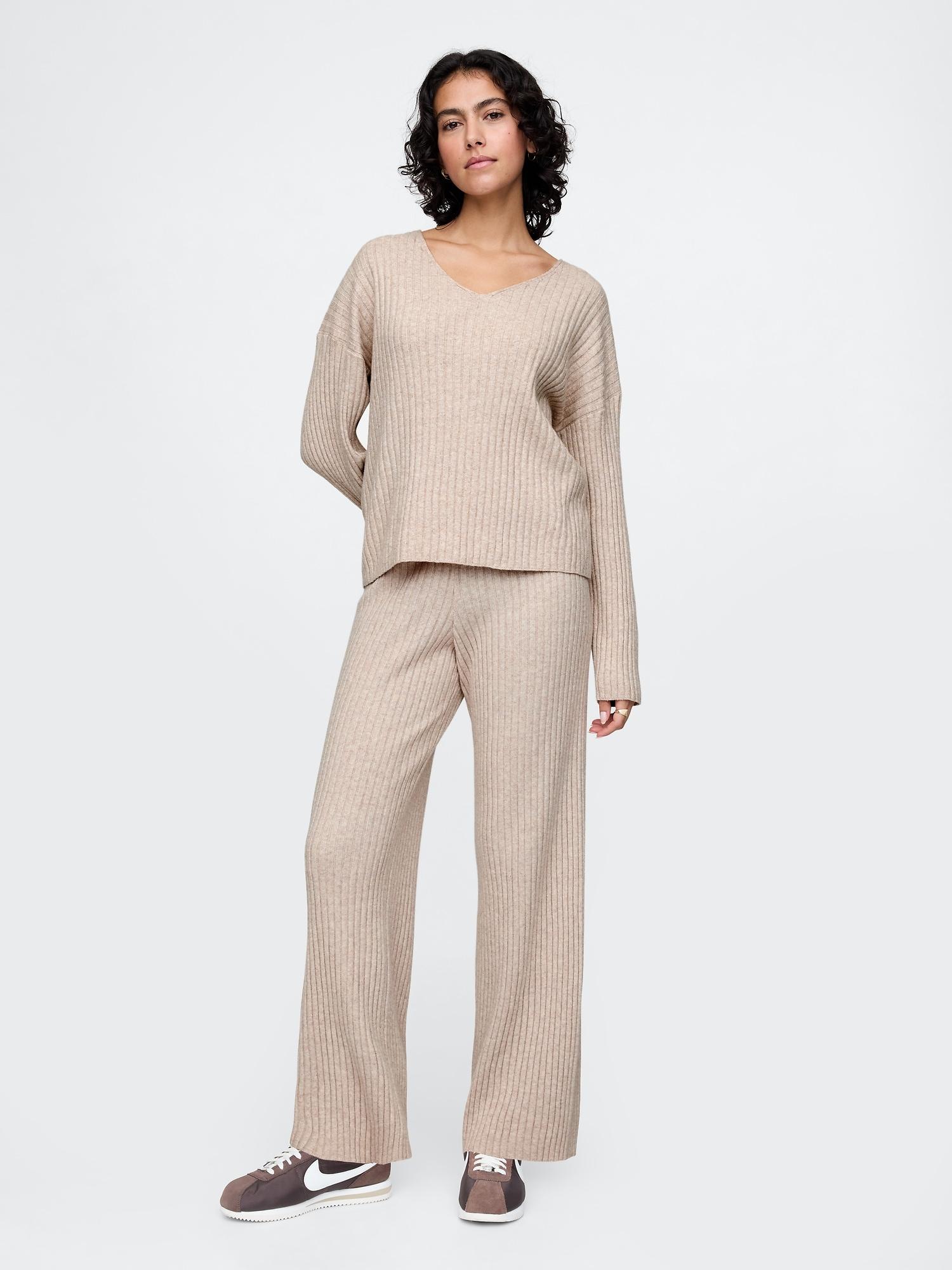 cashsoft wide rib sweater pants