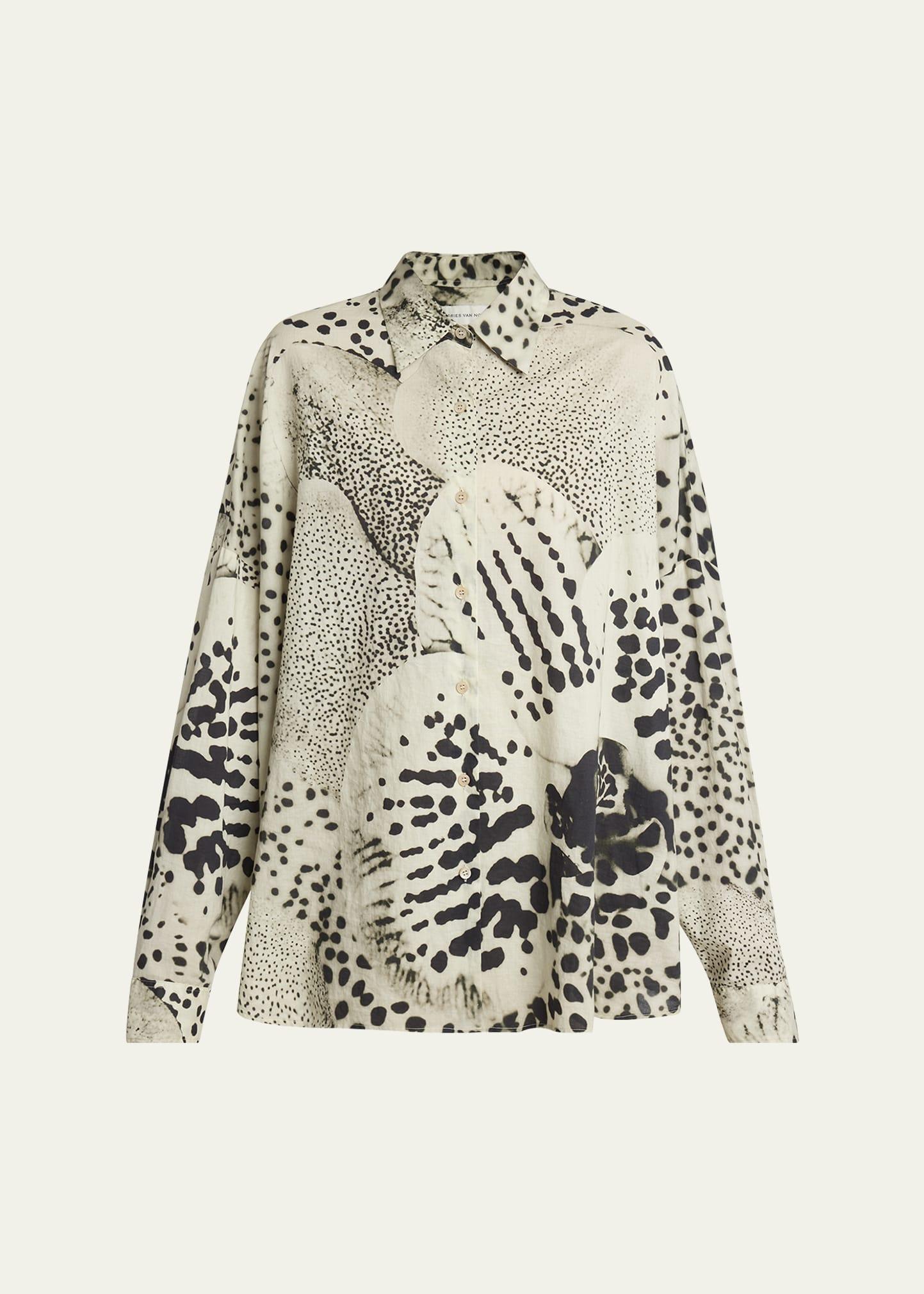 casia flower-print button-down shirt