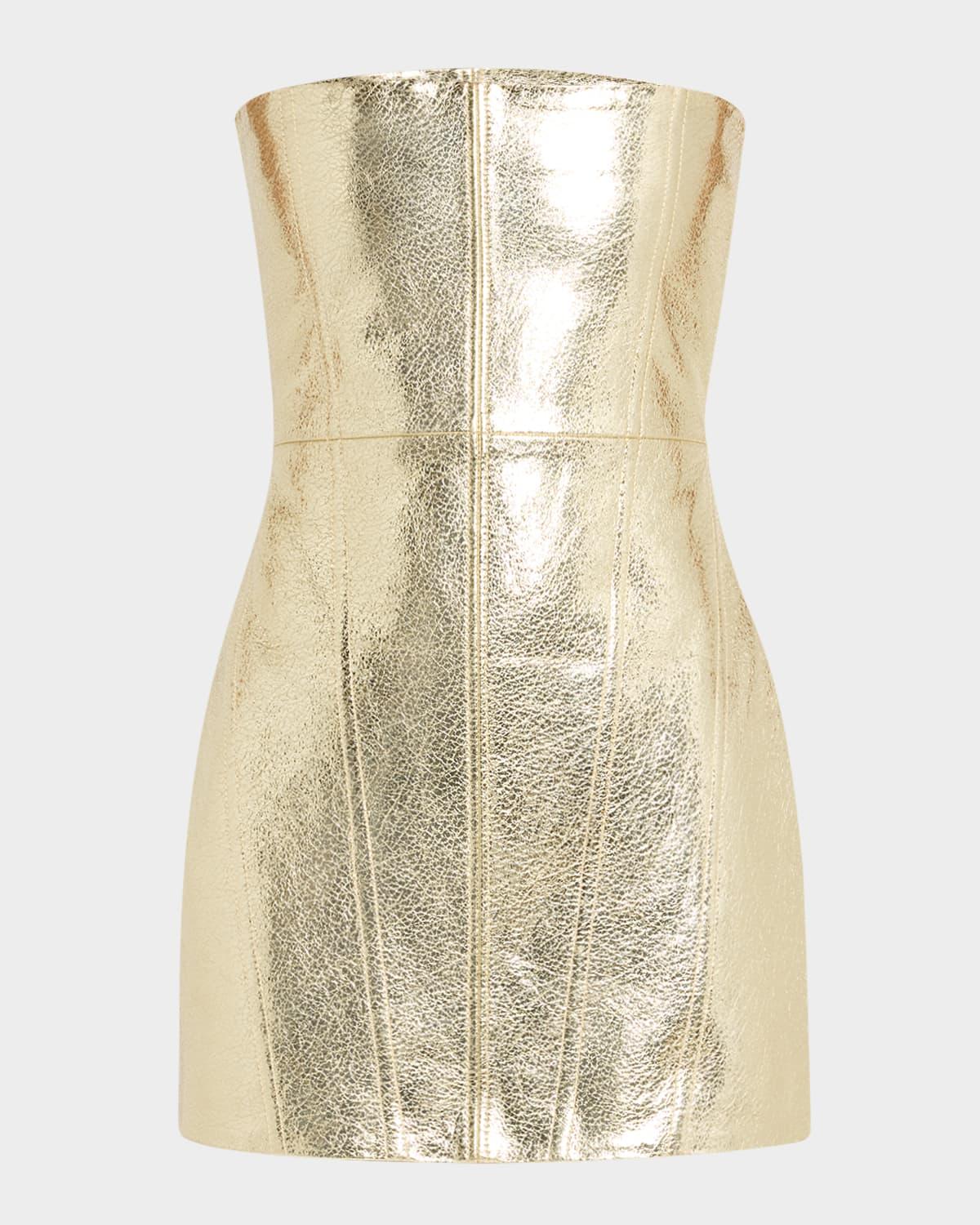 casmir strapless metallic leather mini dress