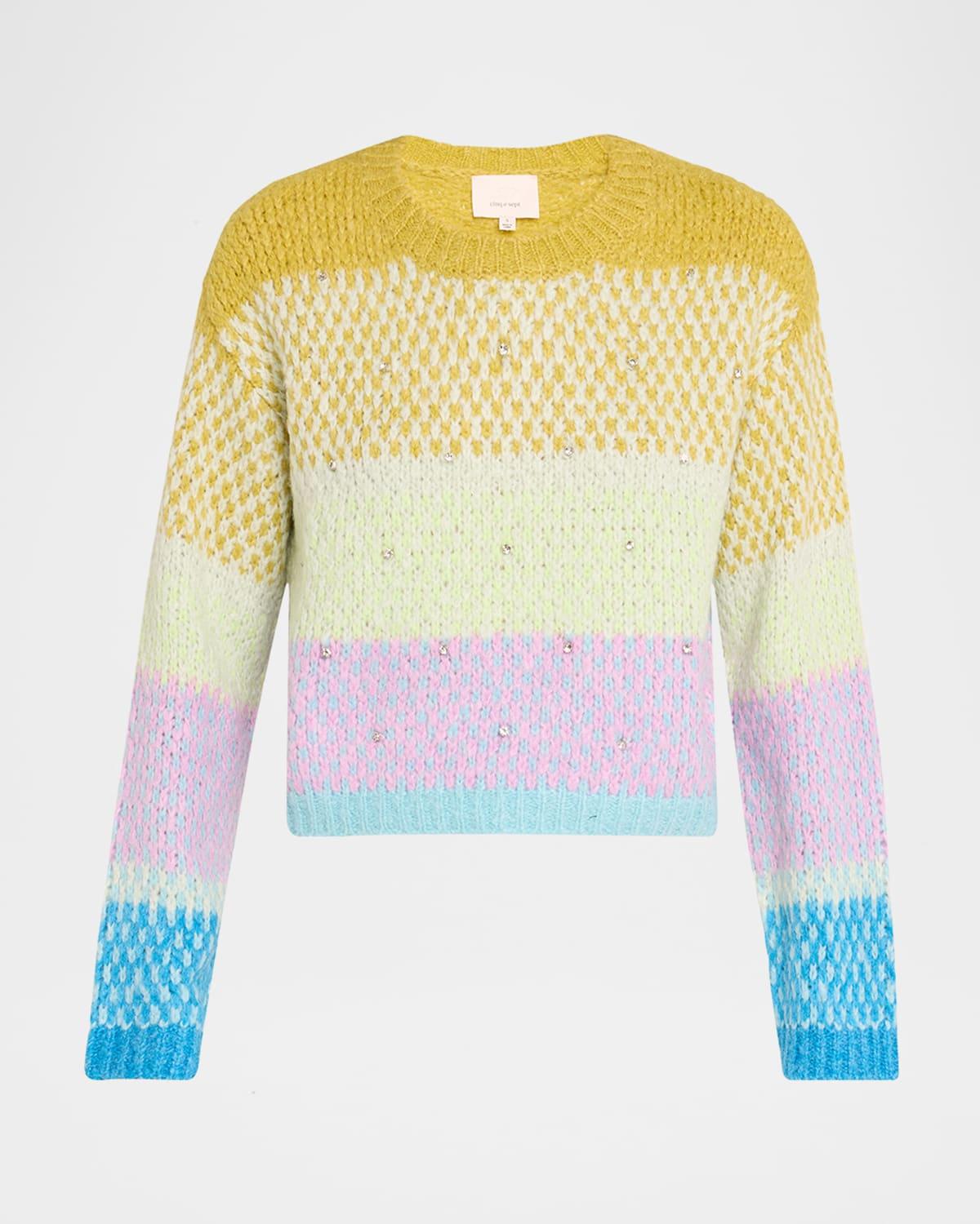 caspar embellished color block sweater
