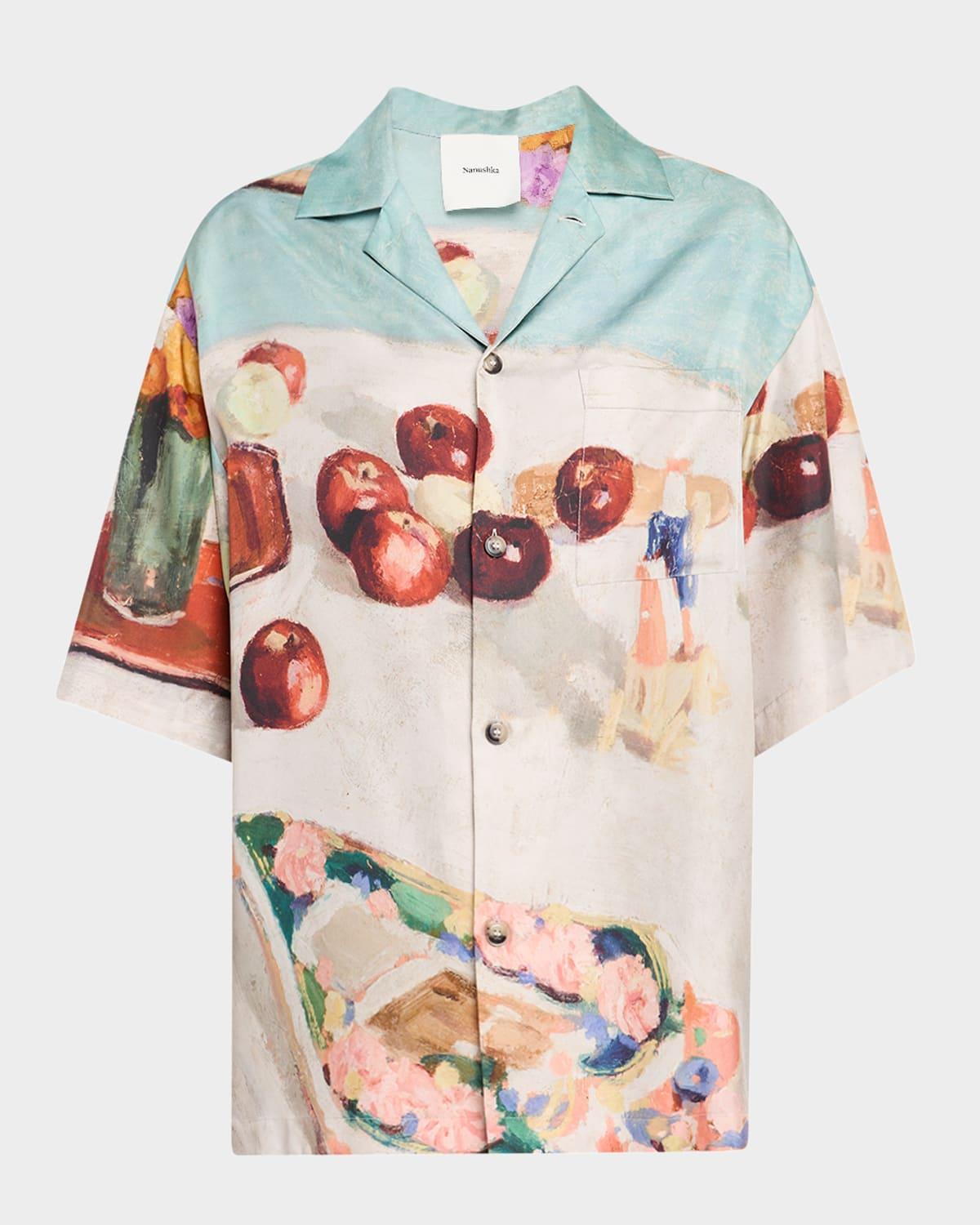 caspian button-front silk twill shirt