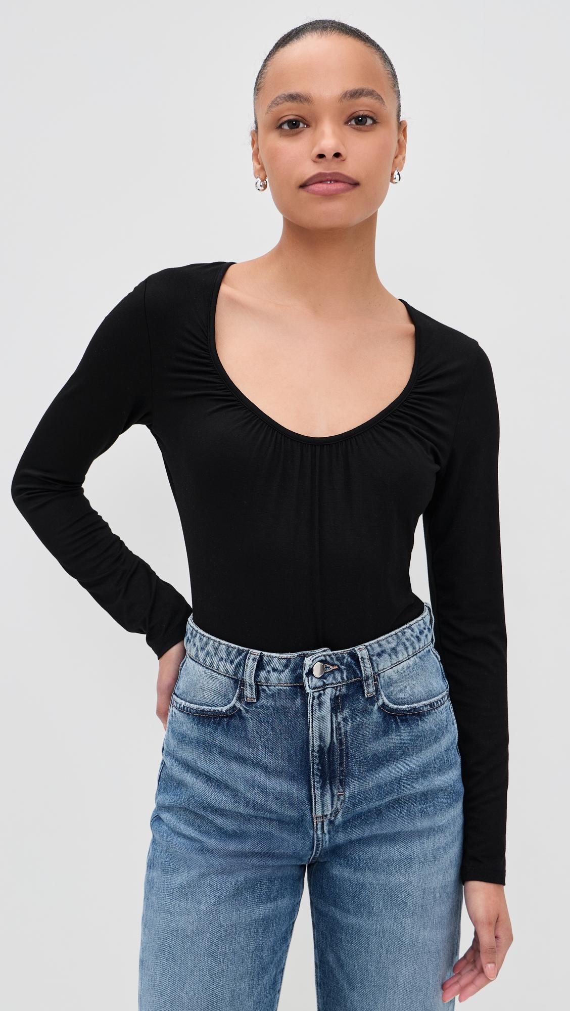 cassandra long sleeve ruched bodysuit