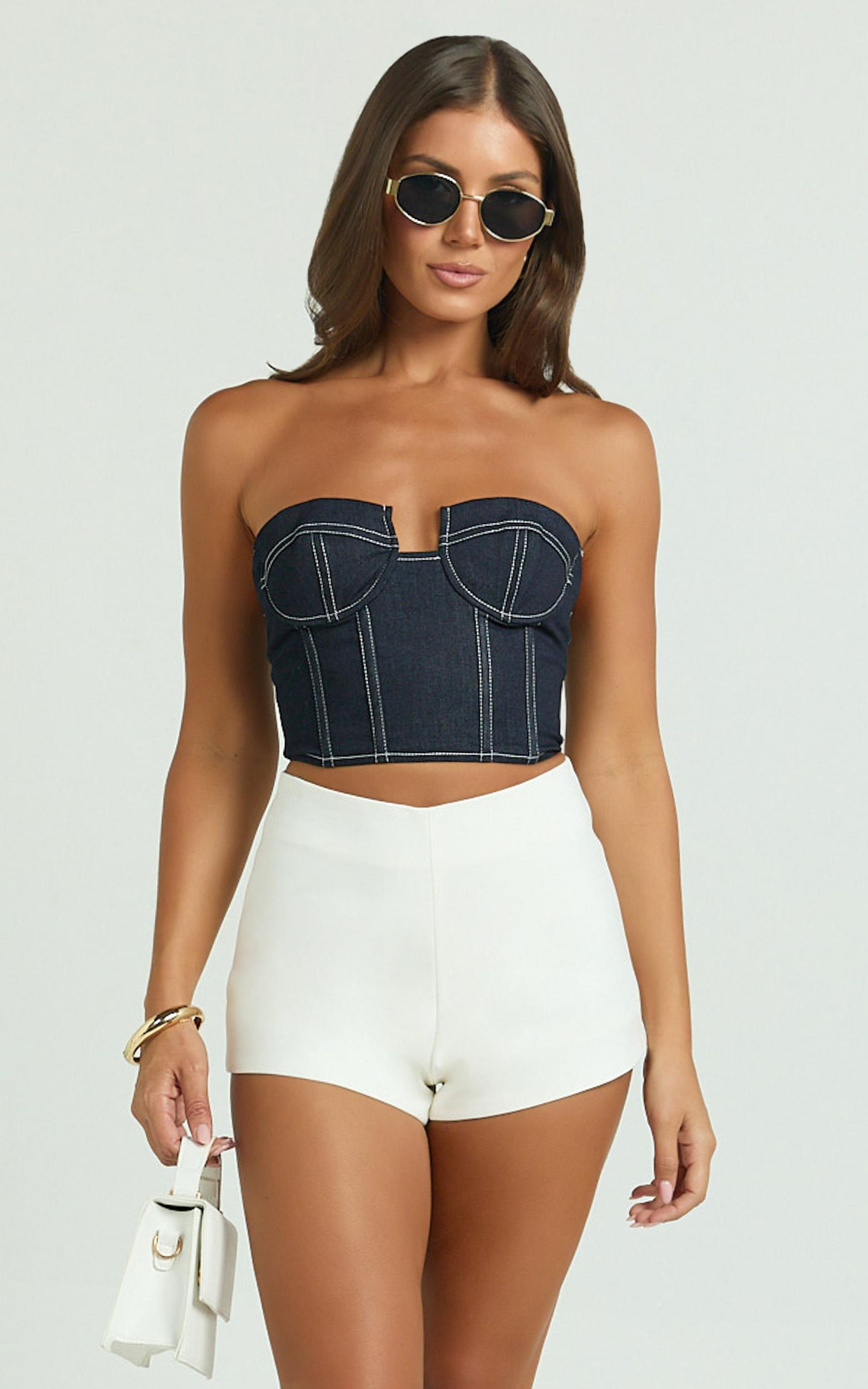cassandra shorts - high waisted fitted micro shorts in white