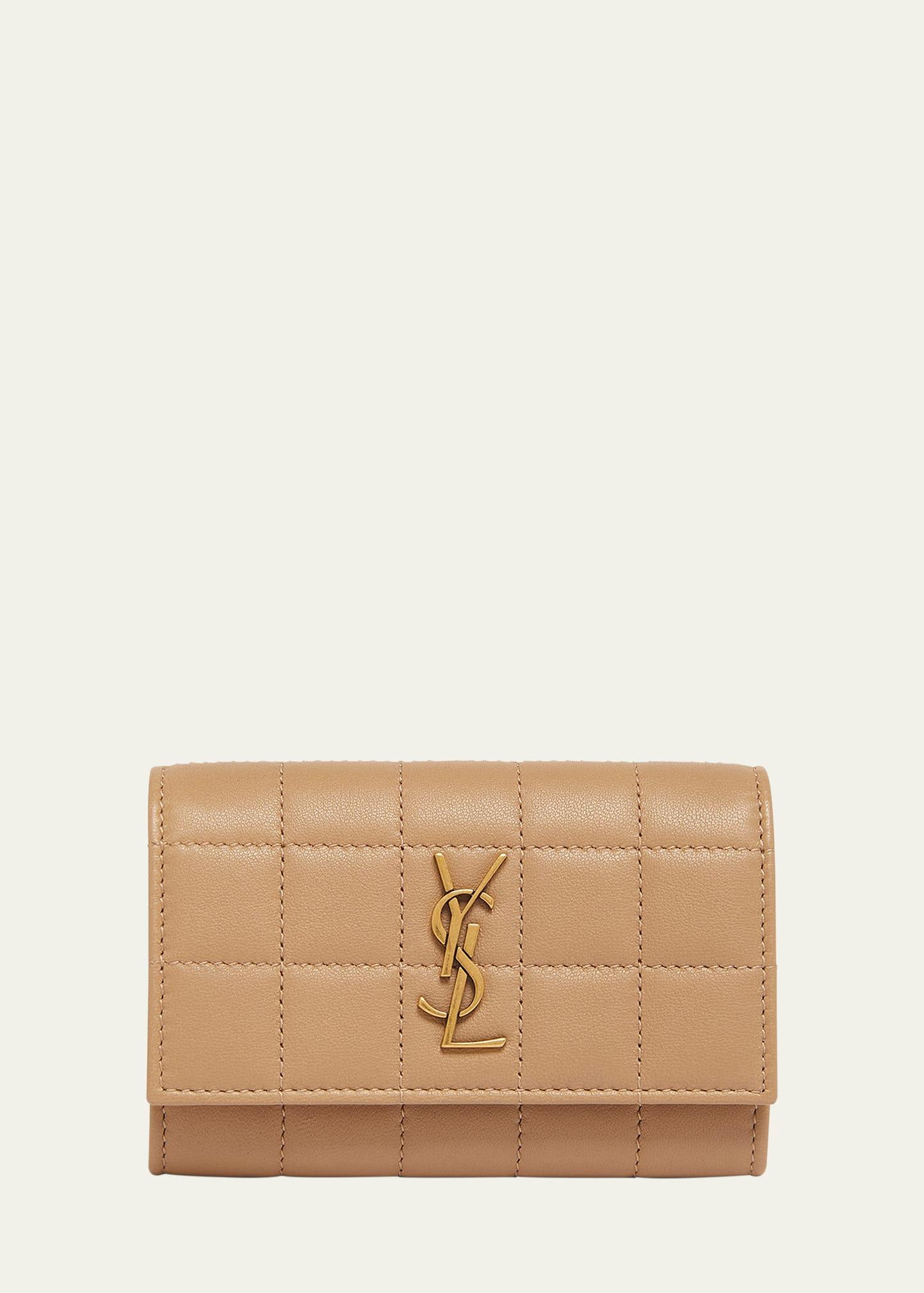 cassandra ysl card holder in quilted leather