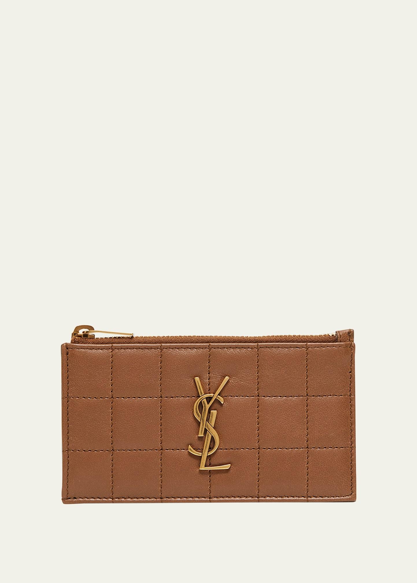 cassandre ysl ziptop card case in quilted smooth leather