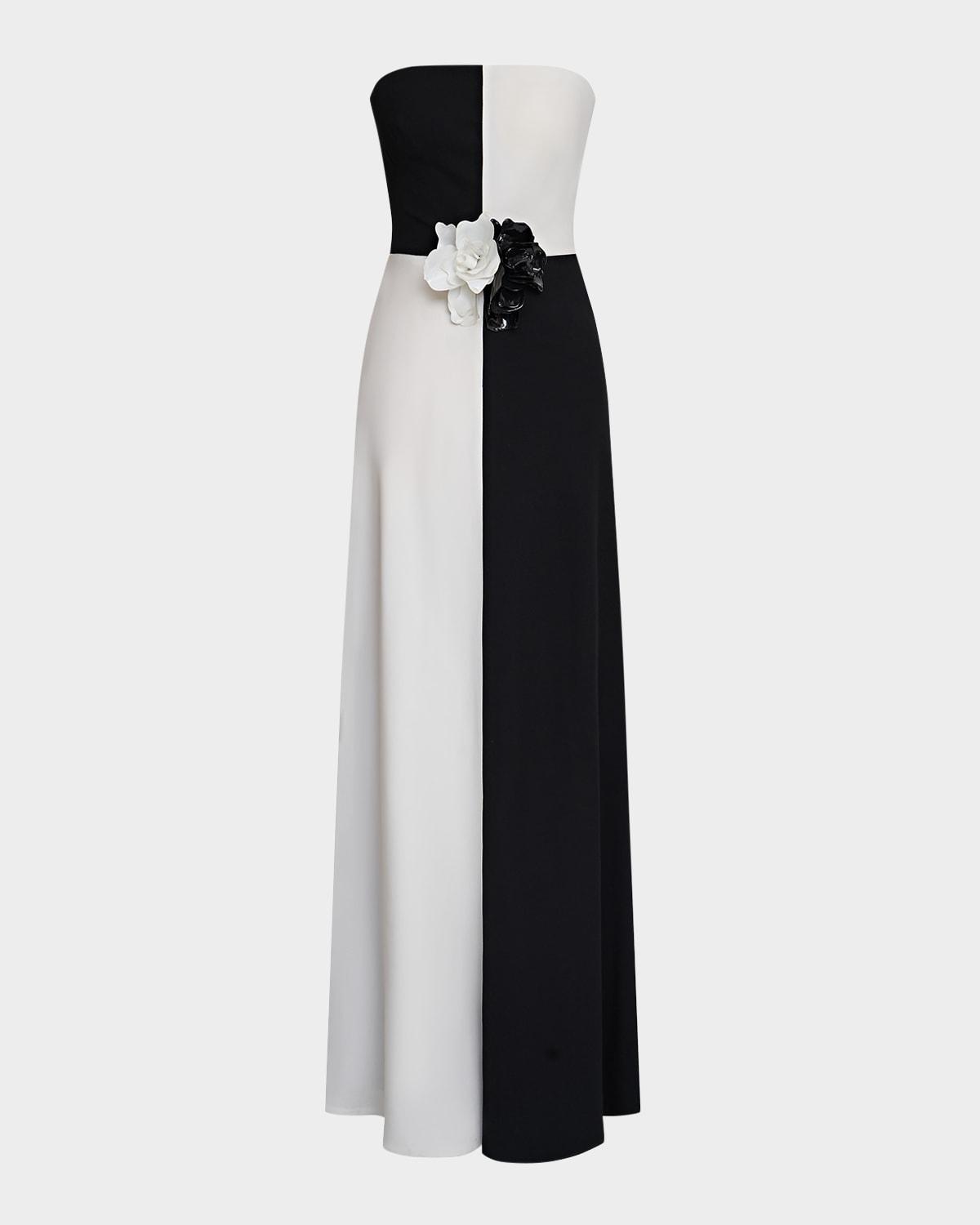 cassia strapless two-tone floral applique gown