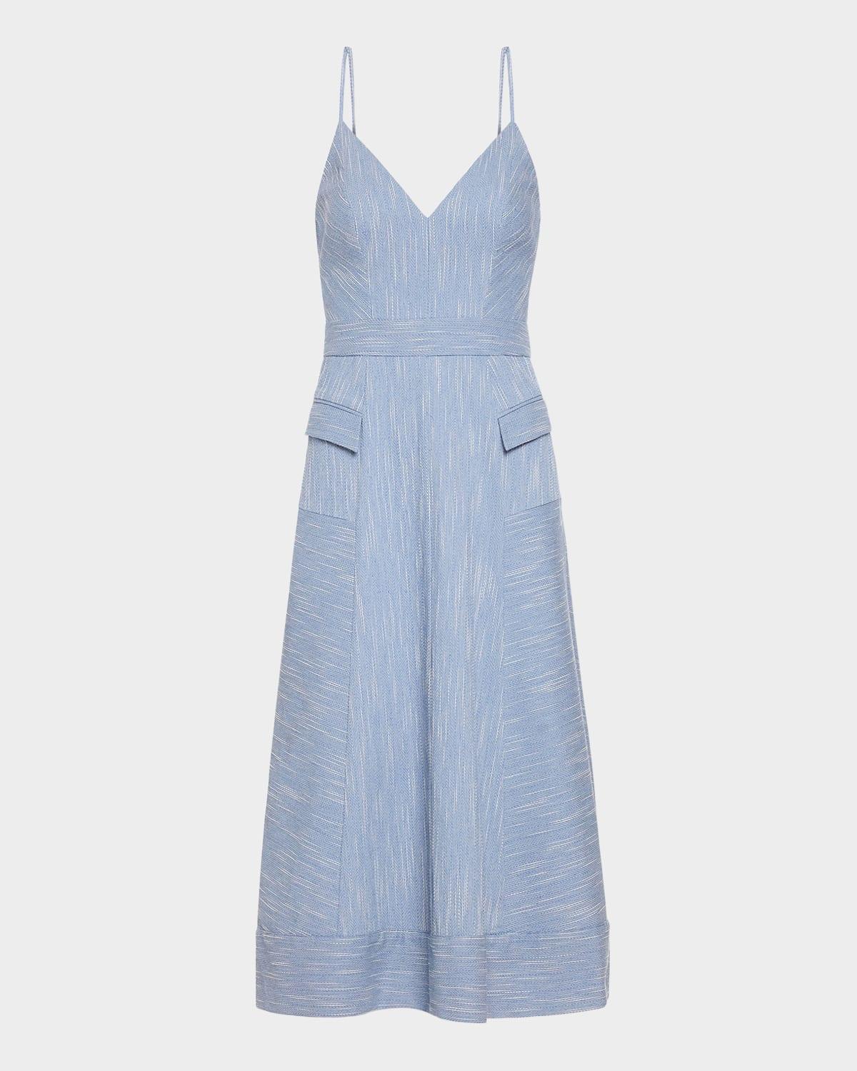 cassia textured a-line midi dress