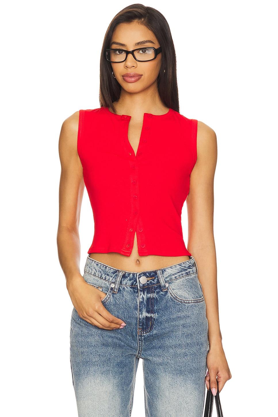 cassie button front top