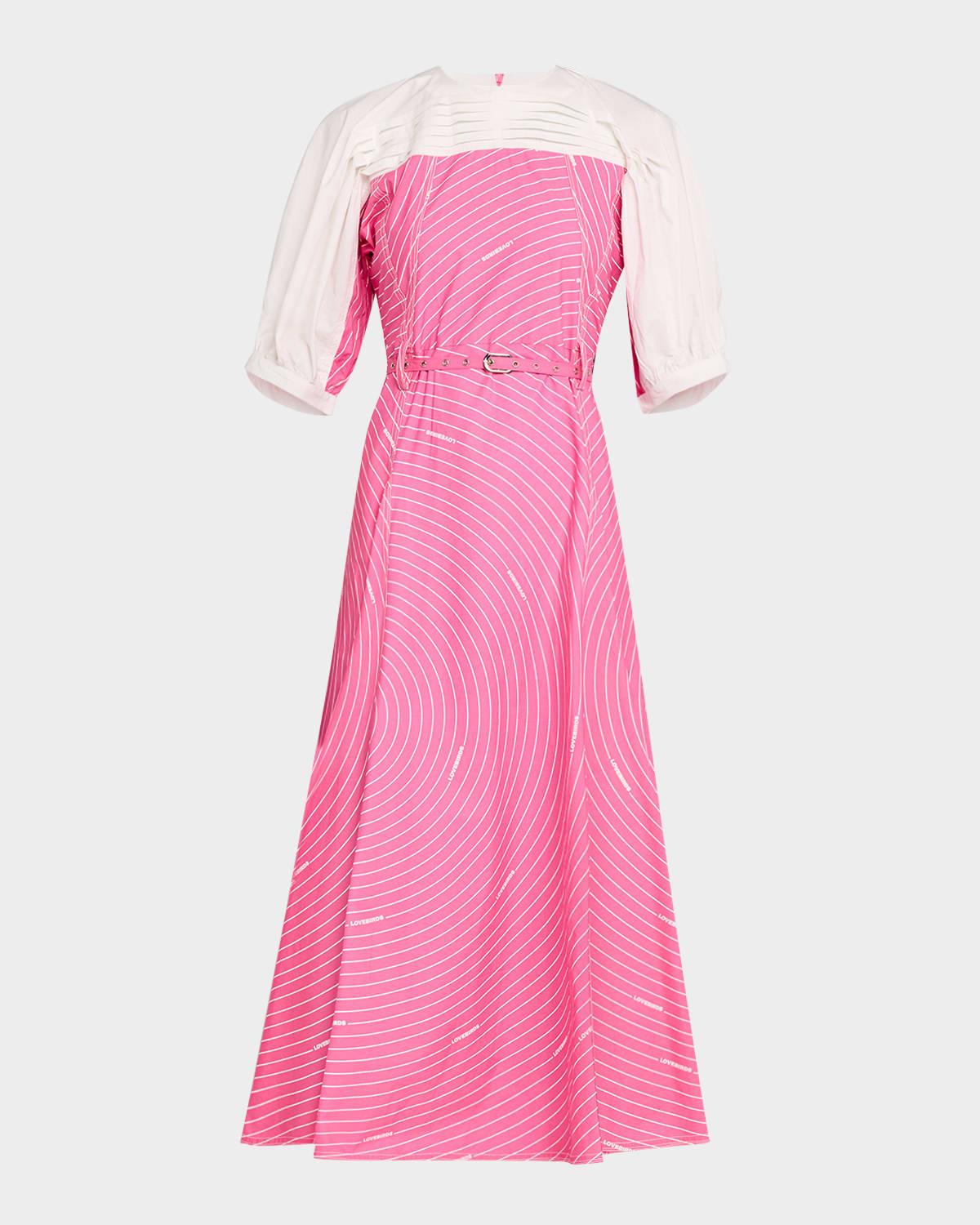 cassie colorblock circular striped midi dress