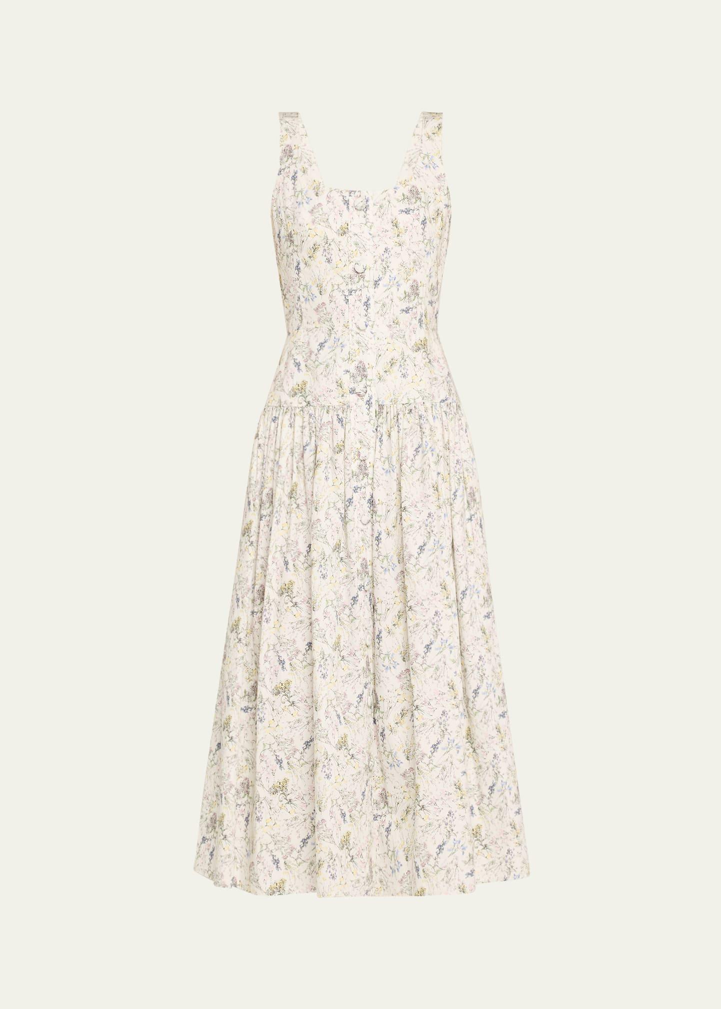 cassie floral poplin midi dress