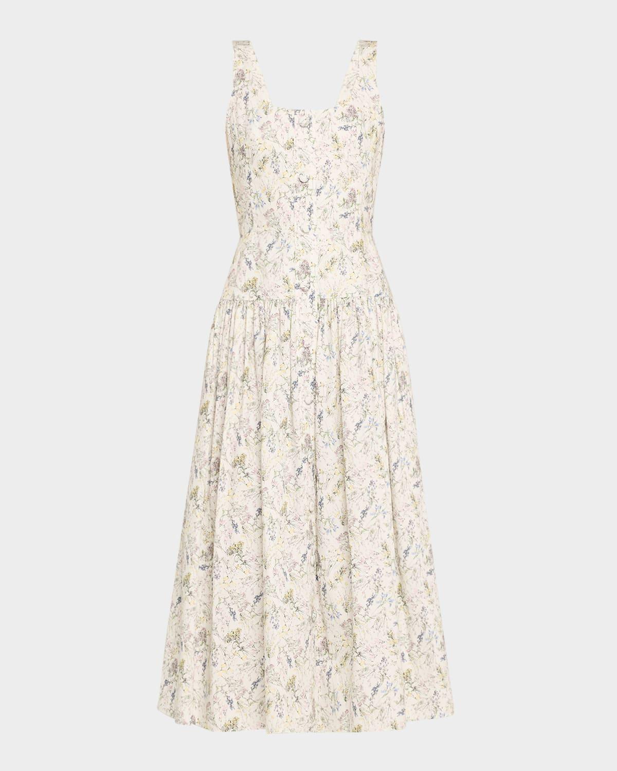 cassie floral poplin midi dress