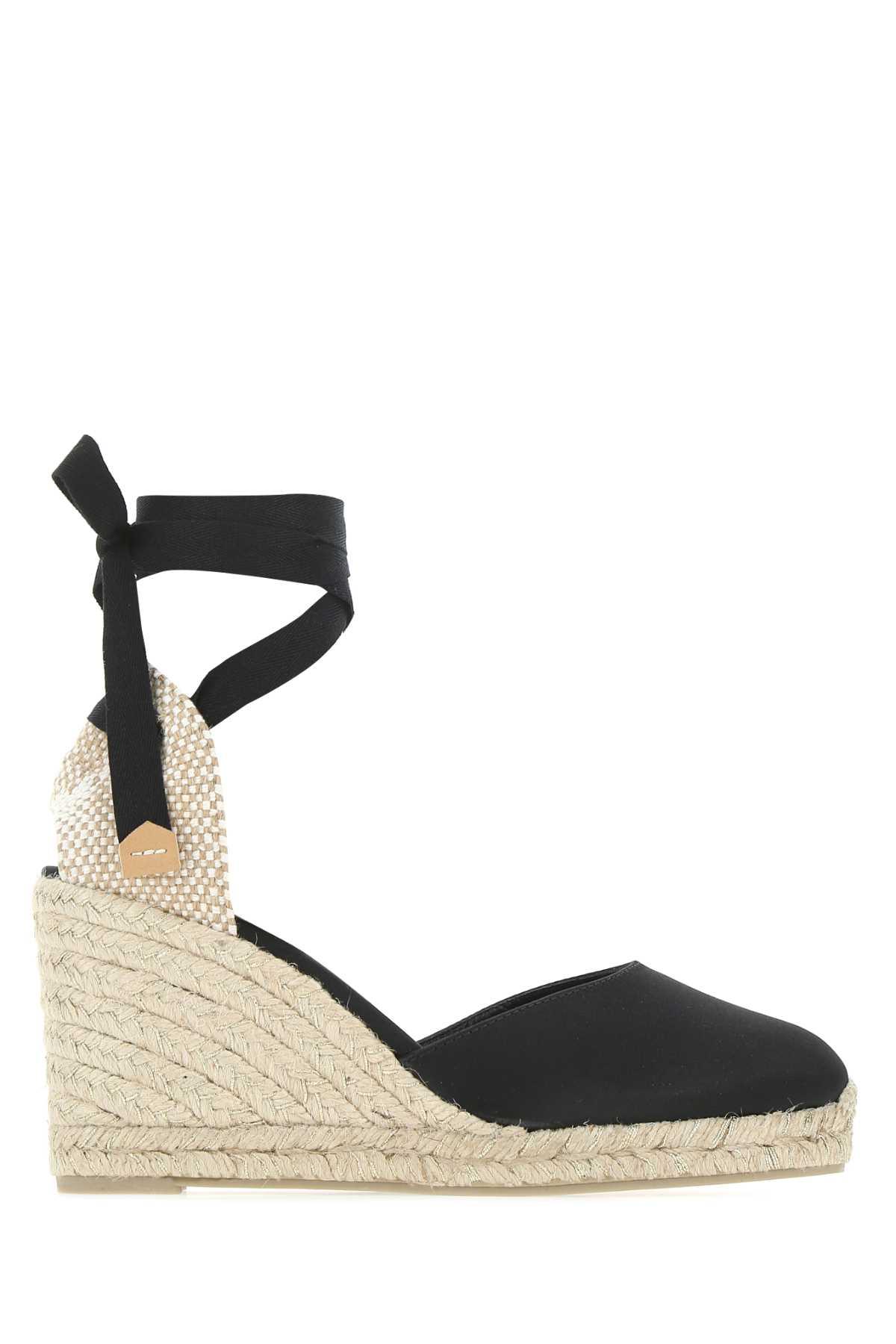 castañer black canvas carina wedges