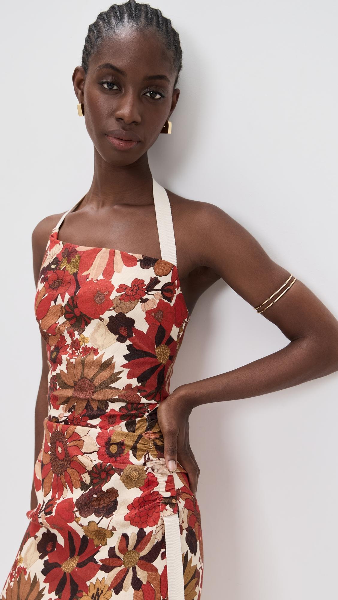 castella gathered midi dress