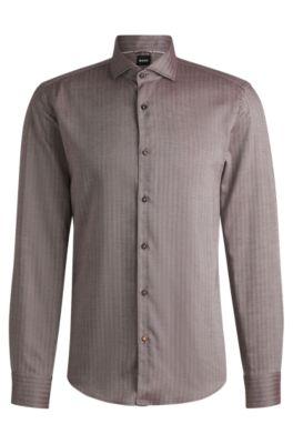 casual-fit shirt in herringbone twill- light red men's shirts