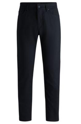 casual regular-fit trousers in anti-wrinkle twill- dark blue men's casual pants