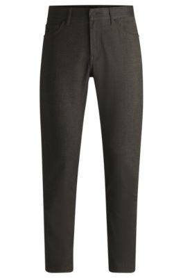 casual regular-fit trousers in anti-wrinkle twill- light beige men's casual pants