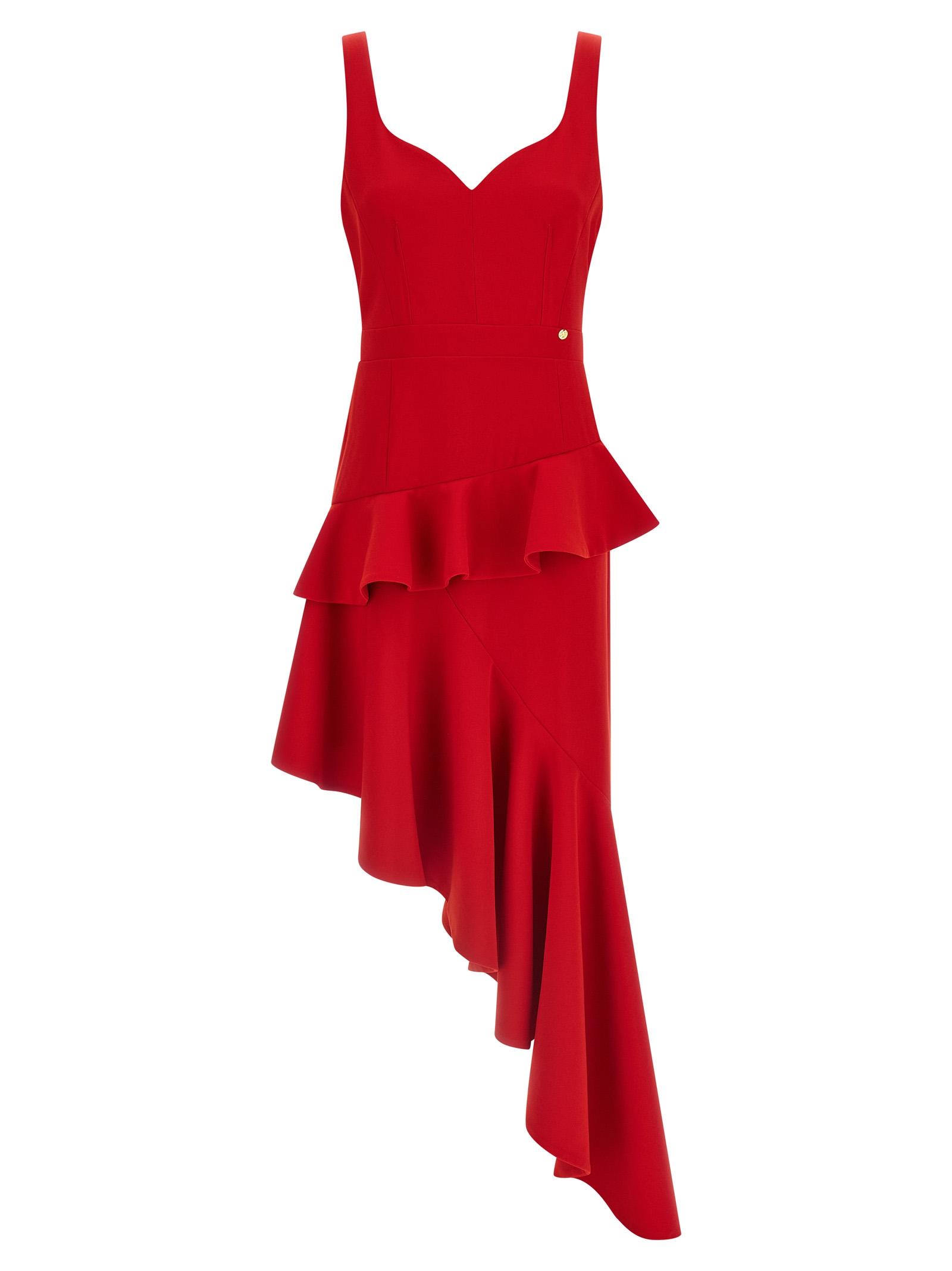 catalina asymmetrical dress red polyester - women