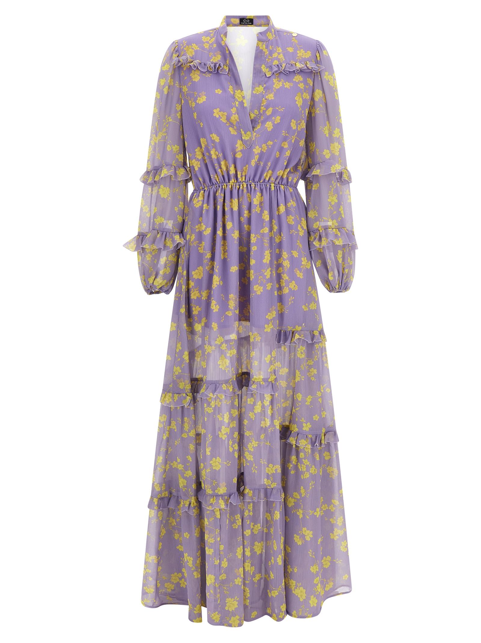 catalina chiffon dress purple recycled polyester - women