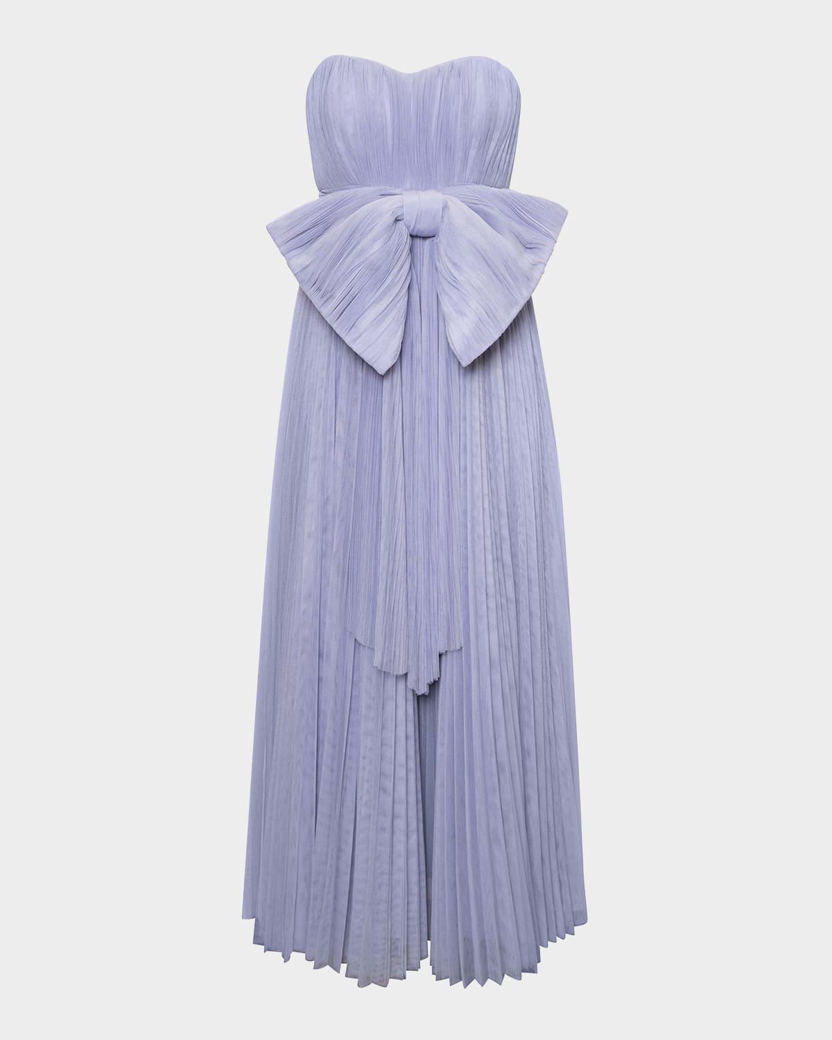 cataline strapless bow-front pleated tulle gown